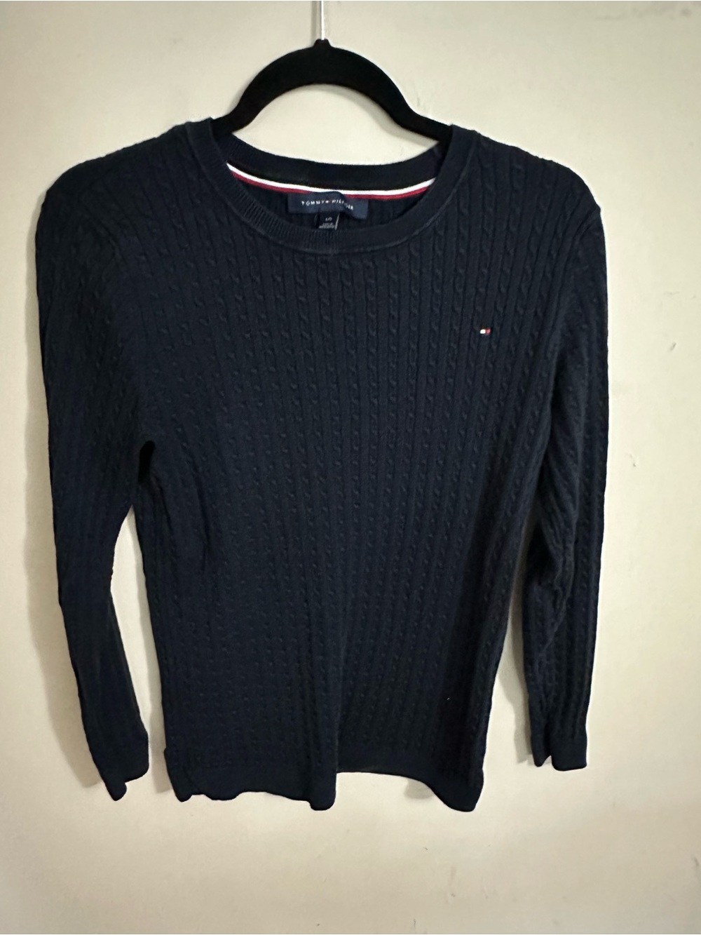 Tommy Hilfiger Women's Navy Cable Crewneck Sweater